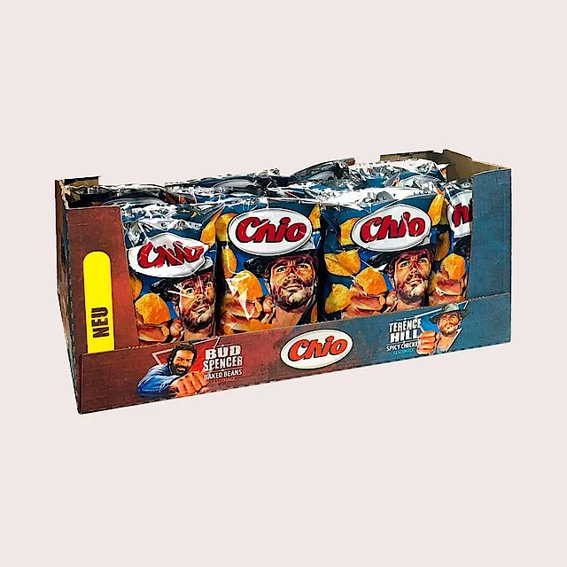 Kartons für Snacks: Chips in stapelbaren Trays